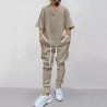 New casual loose three-quarter sleeve jacquard knitwear top trousers set
