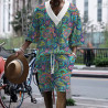 Graffiti printed men's three-quarter sleeve short-sleeved shorts oversize off-the-shoulder casual suit