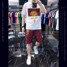 Fashion casual men's suit personality printed men's T light luxury top shorts complete set
