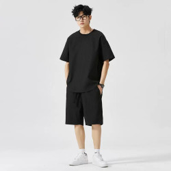 Sports suit men's ice silk loose casual short-sleeved T-shirt breathable fashion round-neck top