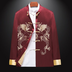 Old man Tang style men's long-sleeved suit Chinese style dad coat