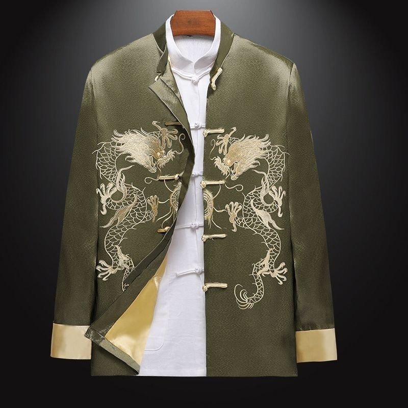 Old man Tang style men's long-sleeved suit Chinese style dad coat