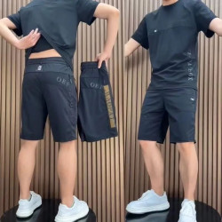 Ice silk casual suit elastic print breathable mesh refreshing sports shorts - T-shirt