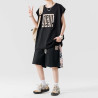 Guochao Ice Silk Sleeveless T-shirt Men's Quick-drying Vest Shorts Casual Set