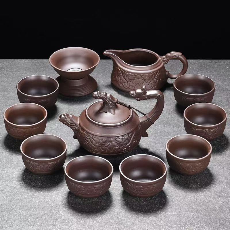 Complete set of purple clay Kung Fu tea set