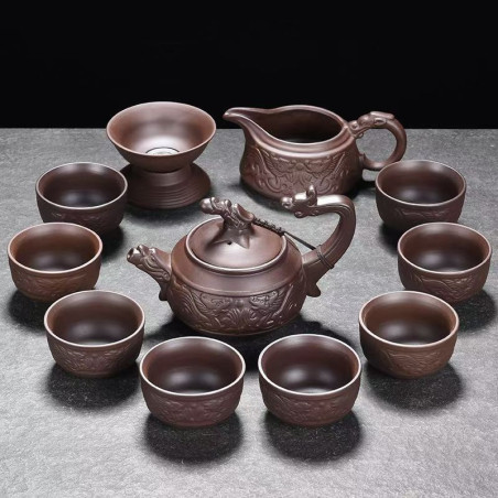 Complete set of purple clay Kung Fu tea set