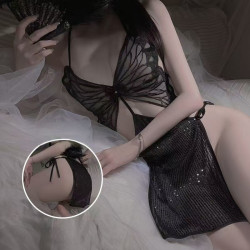 【Let the Butterfly Loose】New sexy non-removable date uniform, passionate temptation battle robe, plus size pajamas