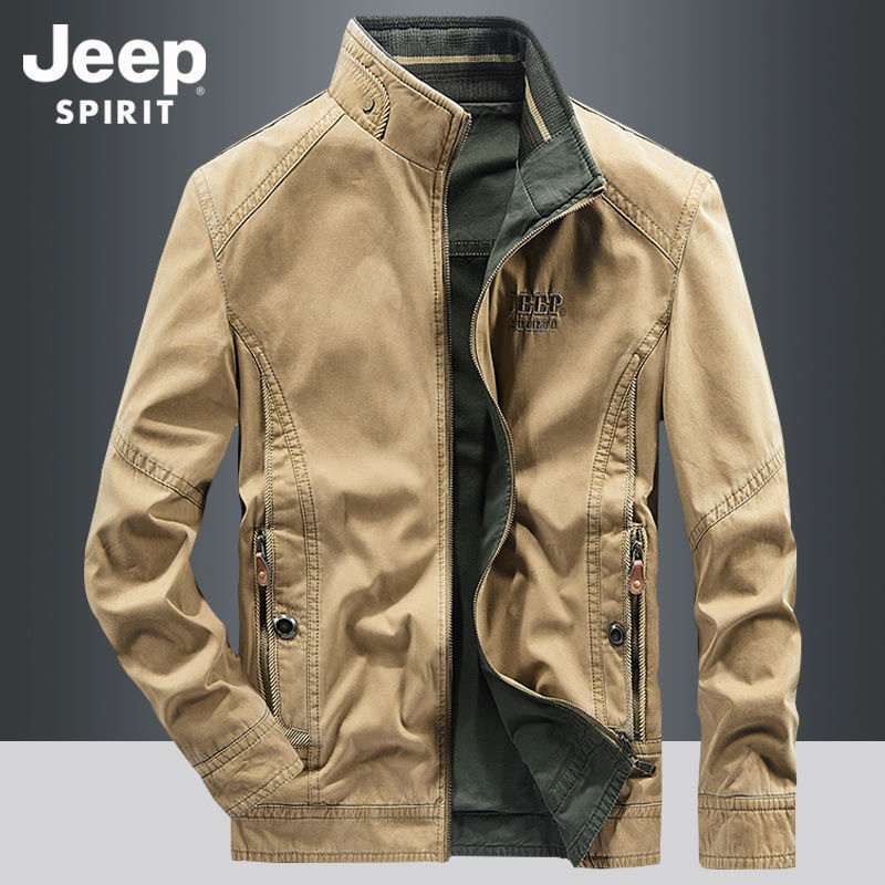 JEEP double-sided coat dad wear loose plus size stand-up collar jacket