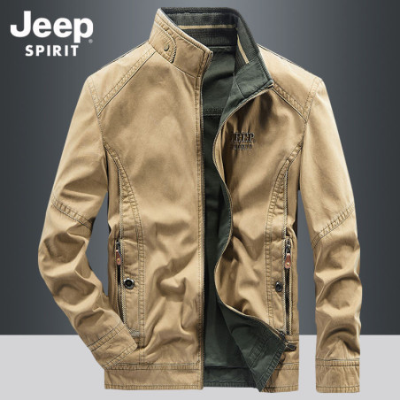 JEEP double-sided coat dad wear loose plus size stand-up collar jacket