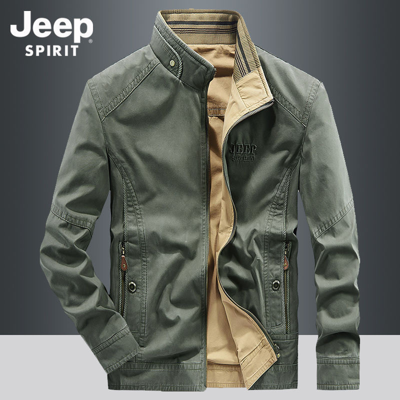 JEEP double-sided coat dad wear loose plus size stand-up collar jacket