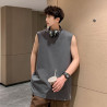 Sports vest men's fashion brand loose sleeveless off-the-shoulder pure cotton fitness short-sleeved T-shirt