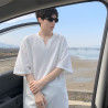 Trendy loose polyester V-neck T-shirt, fashionable and comfortable, versatile for couples