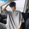 Trendy loose polyester V-neck T-shirt, fashionable and comfortable, versatile for couples