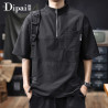Stitching design sense half-zipper short-sleeved polo shirt quick-drying lapel T-shirt trend