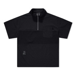 Stitching design sense half-zipper short-sleeved polo shirt quick-drying lapel T-shirt trend