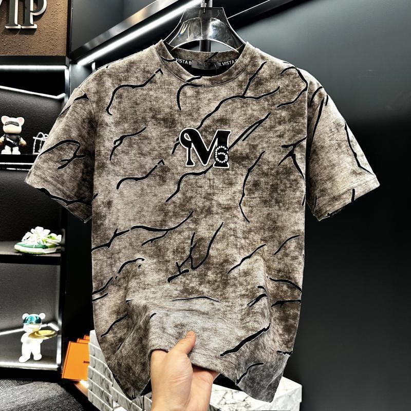 Retro high-end short-sleeved T-shirt men's trendy design short-sleeved round-neck top