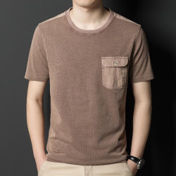 Short-sleeved T-shirt thin dad casual loose short-sleeved pocket round neck old