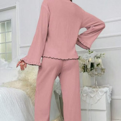 2025 New Women's Homewear Long Sleeve Bathrobe Set Elegant Loose Casual Butterfly Tie Home 2 Piece Set