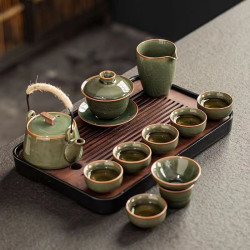 Geyao Kungfu tea set household high-end complete set of ceramic teapot