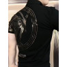 Stand-up collar gold-plated fashion men's short-sleeved elastic casual slim T-shirt zipper top