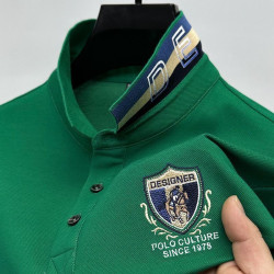Short-sleeved silk pearl cotton T-shirt men's long-sleeved lapel casual polo shirt men's clothing