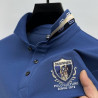 Short-sleeved silk pearl cotton T-shirt men's long-sleeved lapel casual polo shirt men's clothing