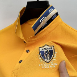 Short-sleeved silk pearl cotton T-shirt men's long-sleeved lapel casual polo shirt men's clothing