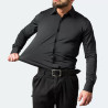 Four-sided elastic iron-free men's long-sleeved shirt silky vertical feeling