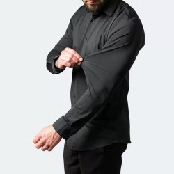 Four-sided elastic iron-free men's long-sleeved shirt silky vertical feeling
