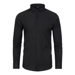 Four-sided elastic iron-free men's long-sleeved shirt silky vertical feeling