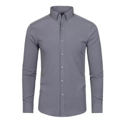 Four-sided elastic iron-free men's long-sleeved shirt silky vertical feeling