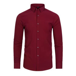 Four-sided elastic iron-free men's long-sleeved shirt silky vertical feeling