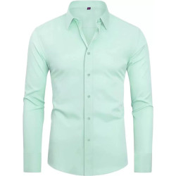 Four-sided elastic iron-free men's long-sleeved shirt silky vertical feeling