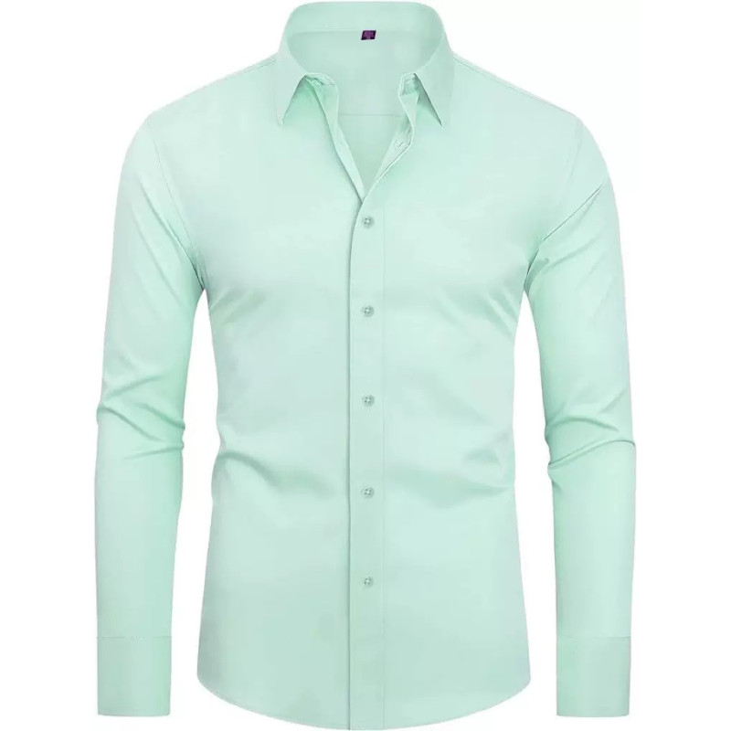 Four-sided elastic iron-free men's long-sleeved shirt silky vertical feeling