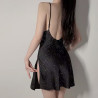 Sexy V-neck lace lingerie, silver deep V camisole nightgown, French open front robe, home lady's set.