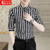 Woodpecker medium-sleeved men's shirt three-quarter sleeve casual short-sleeved men's clothing