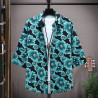 Ice silk short-sleeved shirt men's top wear thin cardigan T-shirt fashion