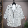 Ice silk short-sleeved shirt men's top wear thin cardigan T-shirt fashion