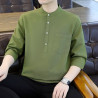 Cotton and linen three-quarter sleeve shirt stand-up collar pure cotton shirt new Chinese style short-sleeved T-shirt