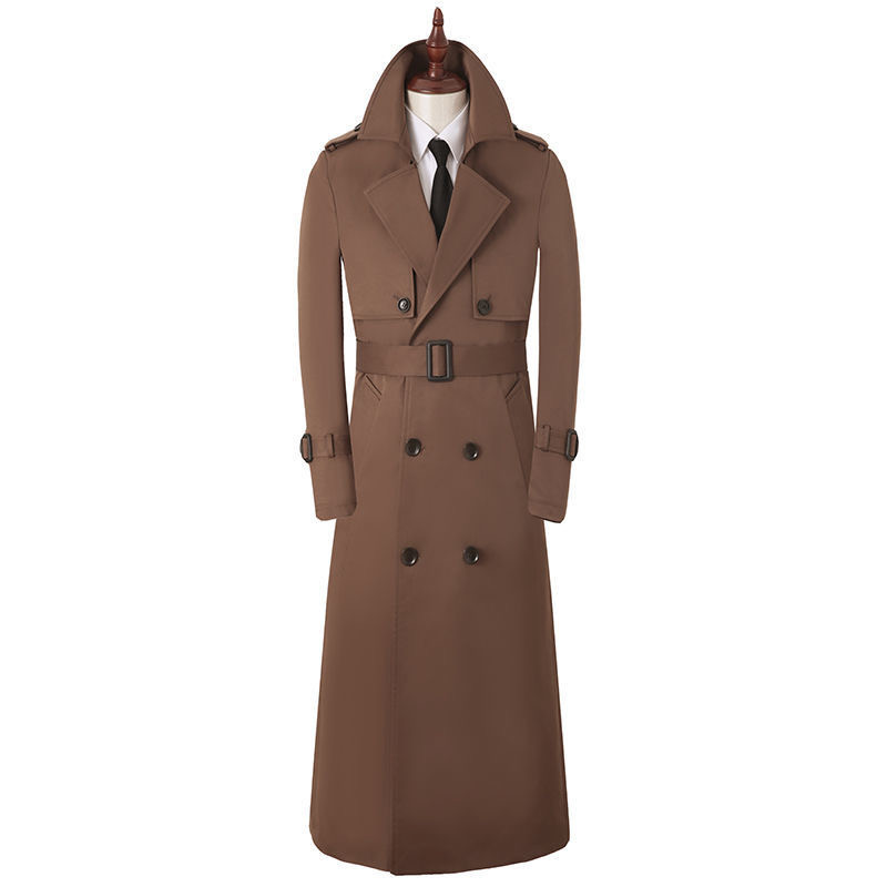 Men's windbreaker ultra-long over the knee fashion high-end business handsome versatile spring and autumn new coat