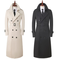 Men's windbreaker ultra-long over the knee fashion high-end business handsome versatile spring and autumn new coat