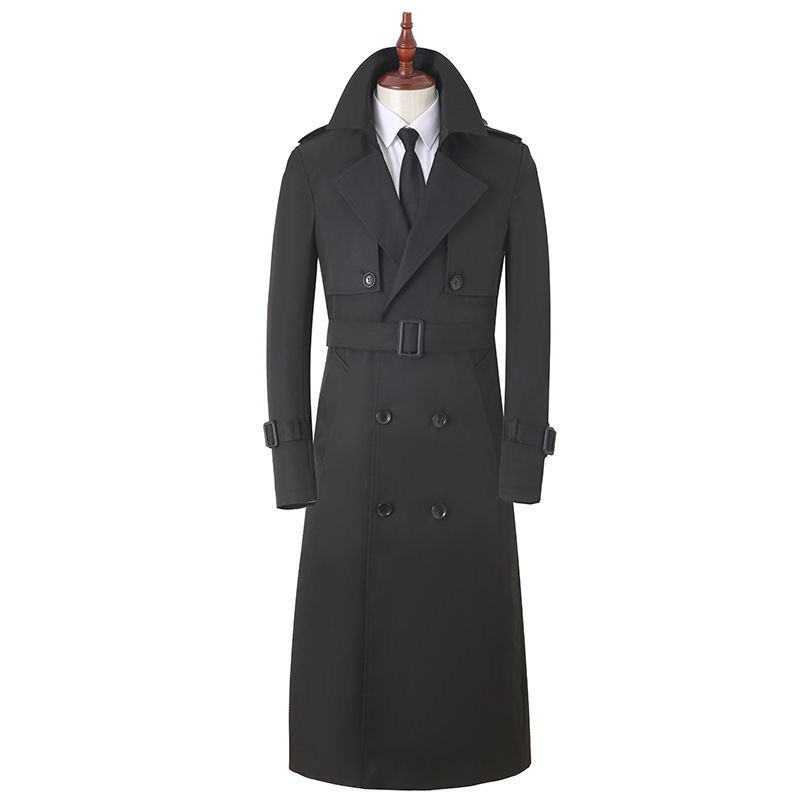 Men's windbreaker ultra-long over the knee fashion high-end business handsome versatile spring and autumn new coat
