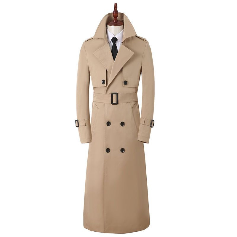 Men's windbreaker ultra-long over the knee fashion high-end business handsome versatile spring and autumn new coat