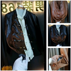 Men's buckle Tang clothing jacket solid color simple casual hot temperament men's jacket