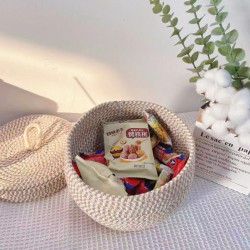Woven desktop storage basket