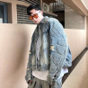 Washed old hole loose denim jacket men's and women's motorcycle jacket