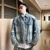 Washed old hole loose denim jacket men's and women's motorcycle jacket