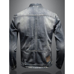 Retro personality slim stand-up collar zipper workwear jacket cycling motorcycle suit jacket