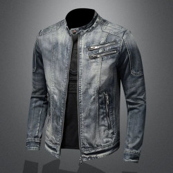 Retro personality slim stand-up collar zipper workwear jacket cycling motorcycle suit jacket