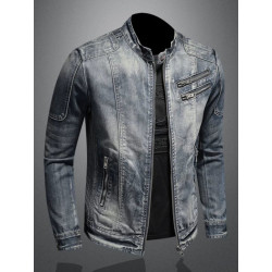 Retro personality slim stand-up collar zipper workwear jacket cycling motorcycle suit jacket